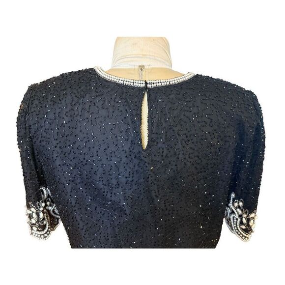 Laurence Kazar Beaded Top Short Sleeve Pearls Sz. M Party Wedding Formal - Picture 5 of 10